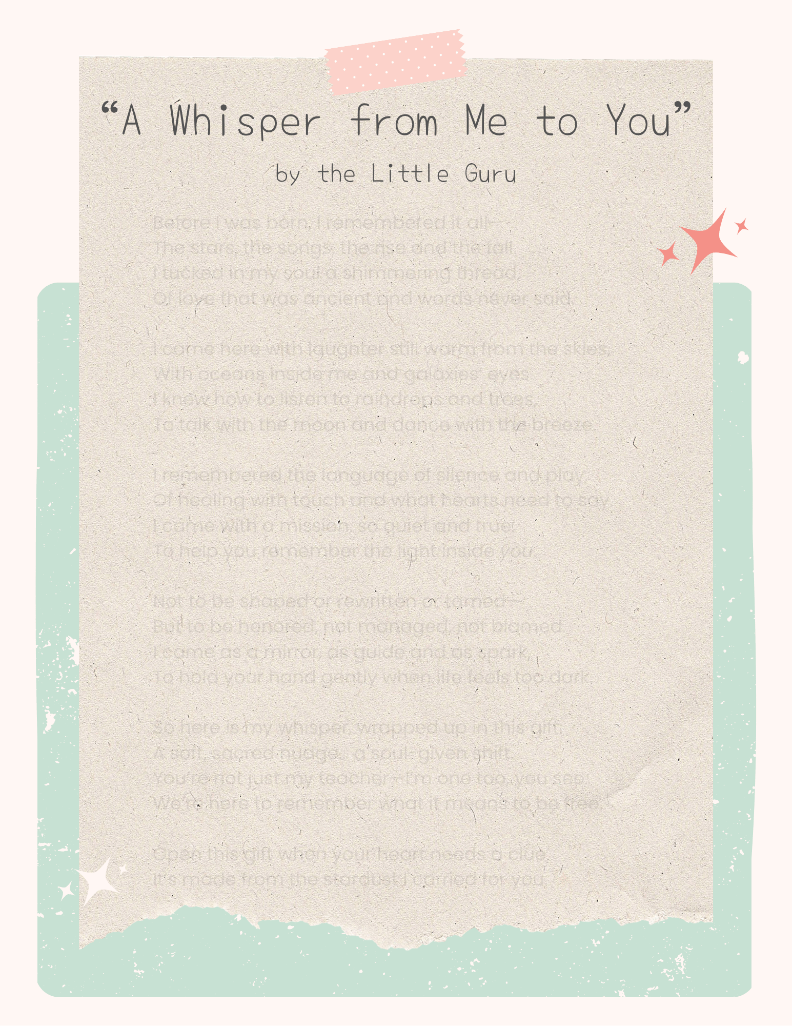 Share Gift Poem from The Little Guru Free gift poem for parents — A Whisper from Me to You by Little Guru & Co.