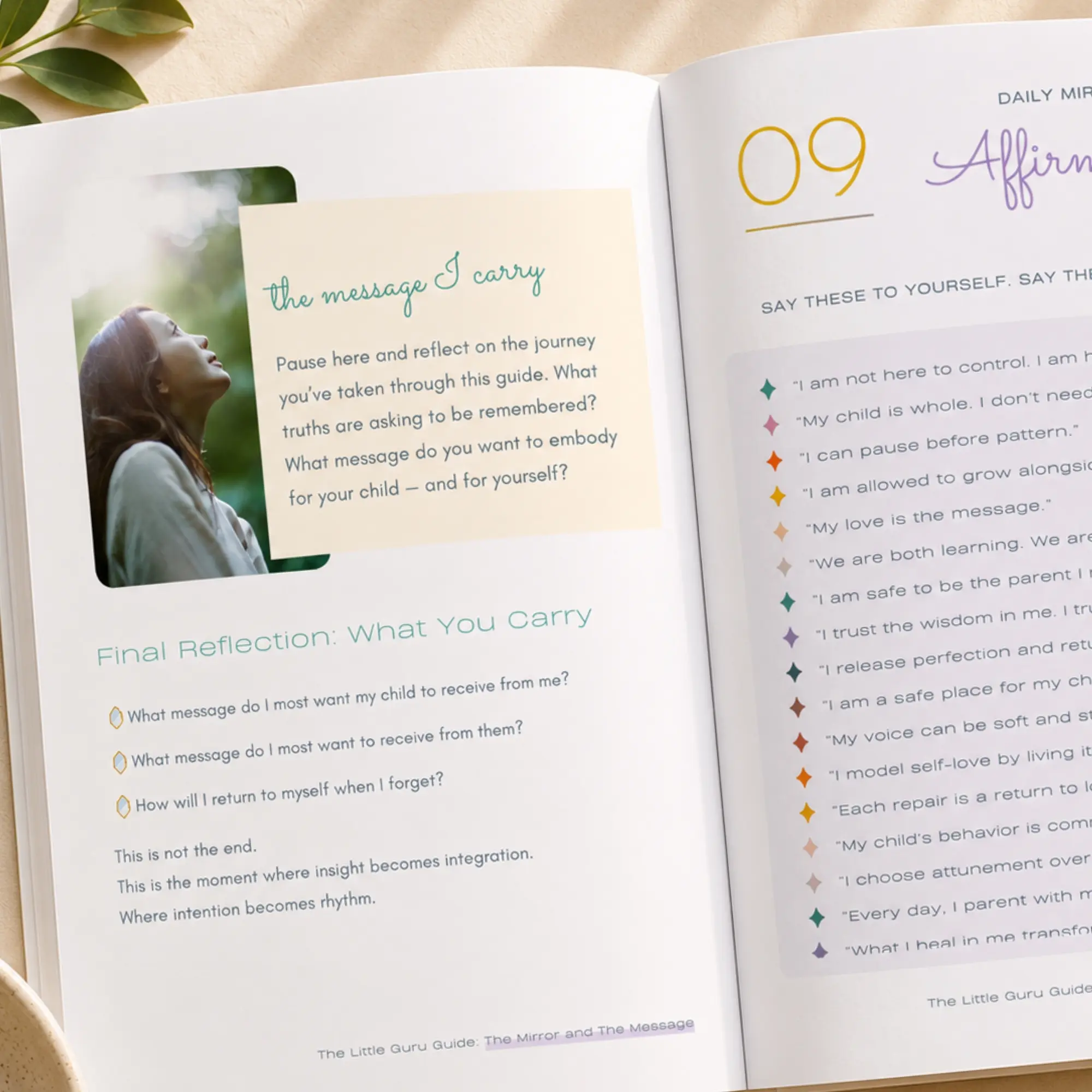 The Little Guru Guide: The Mirror and The Message (Digital Download) The Mirror and The Message conscious parenting guide affirmations mockup
