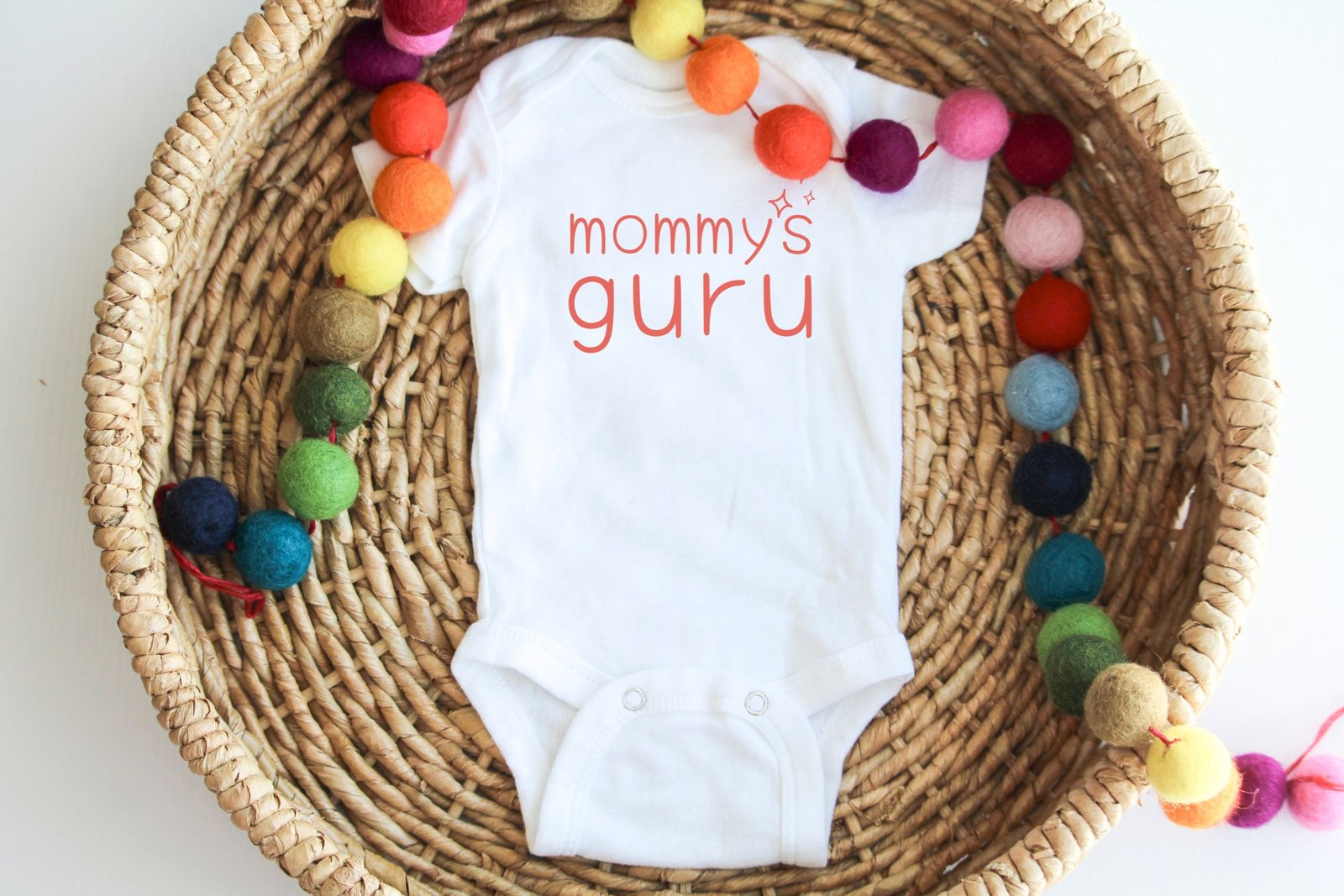 Our Ethics Mommy's Guru in Stardust Flame 100% Airlume Cotton Baby Bodysuit by Little Guru & Co.