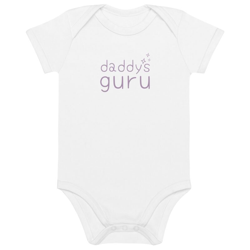 Daddy's Guru in Starflower White Organic Cotton Baby Bodysuit by Little Guru & Co.