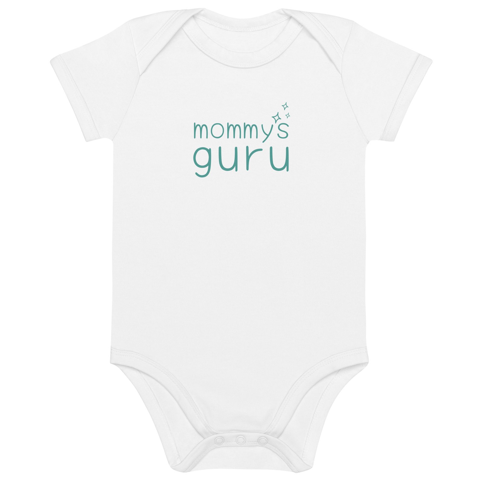 Organic Cotton Baby Bodysuit – mommy’s Guru Mommy's Guru in Stargazer White Organic Cotton Baby Bodysuit by Little Guru & Co.
