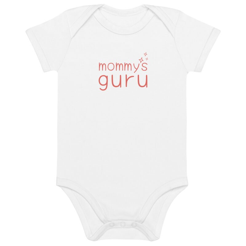 Mommy's Guru in Stardust Flame White Organic Cotton Baby Bodysuit by Little Guru & Co.