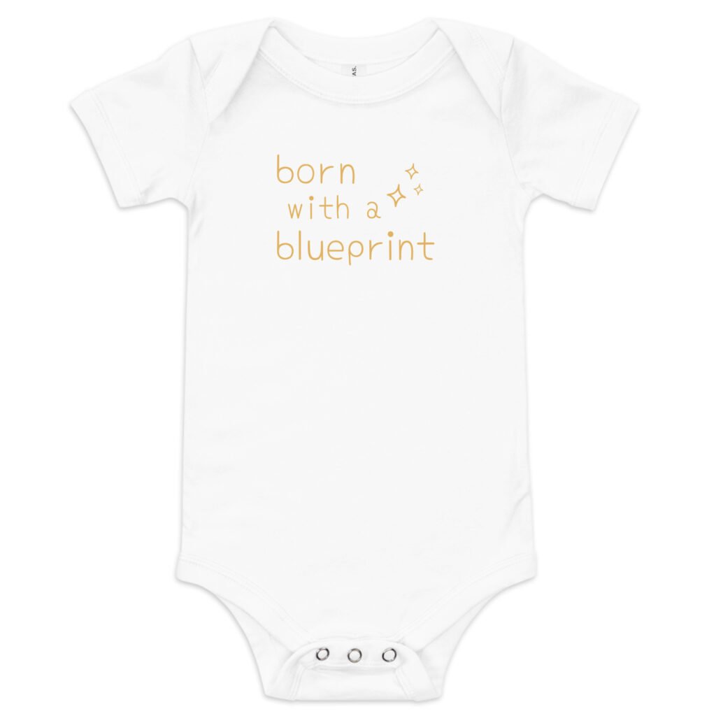 Born with a Blueprint in Stardawn 100% Airlume combed ring-spun Cotton Baby Bodysuit by Little Guru & Co.
