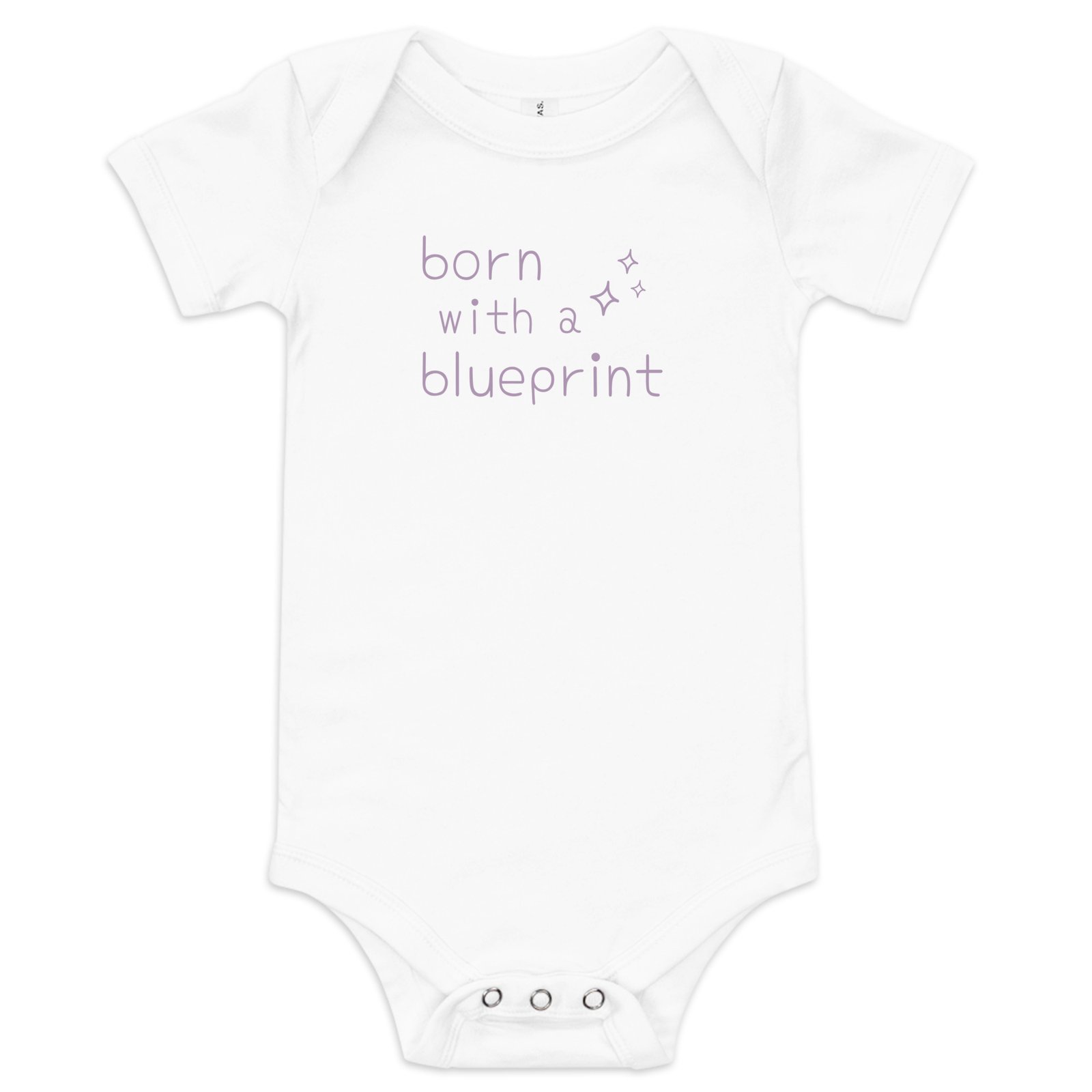 Airlume 100% Cotton Baby Bodysuit – Born with a Blueprint Born with a Blueprint in Starflower 100% Airlume combed ring-spun Cotton Baby Bodysuit by Little Guru & Co.